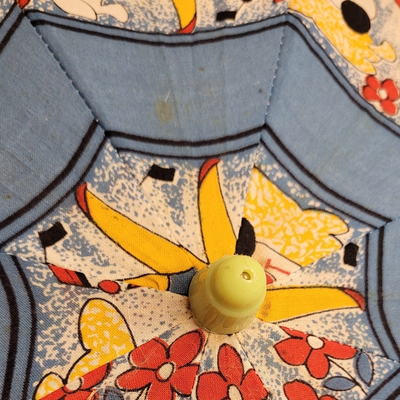 Vintage Small Fabric Parasol Umbrella Novelty Kokechi Colorful Whimsy - Picture 10 of 11